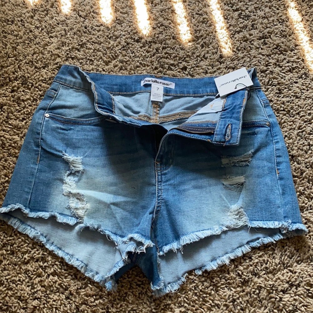 light wash denim shorts